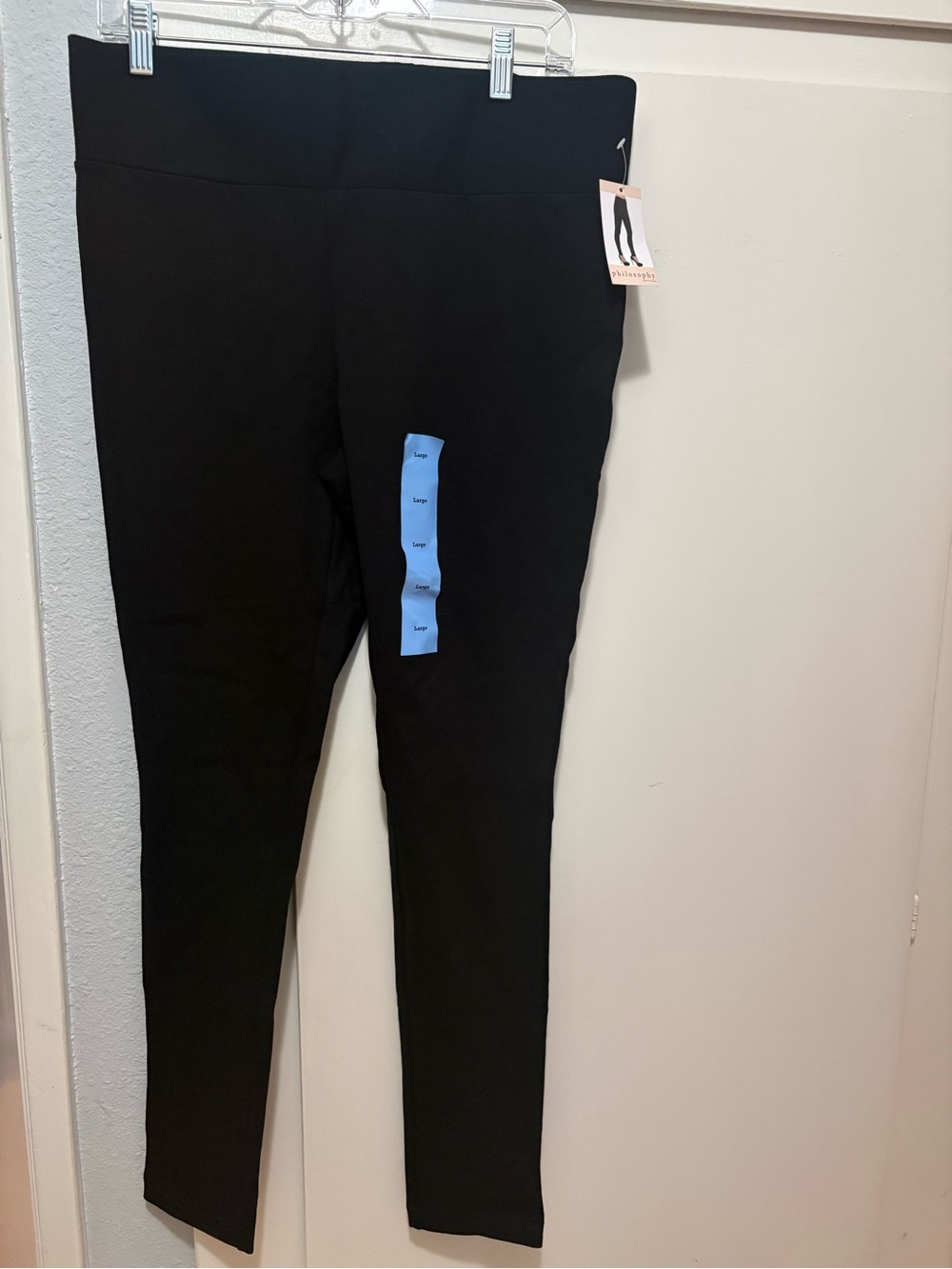 NWT Philosophy black pull on leggings size Large